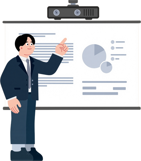 データを提示しながら商談を進めるイメージ